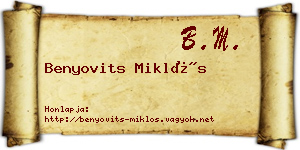Benyovits Miklós névjegykártya